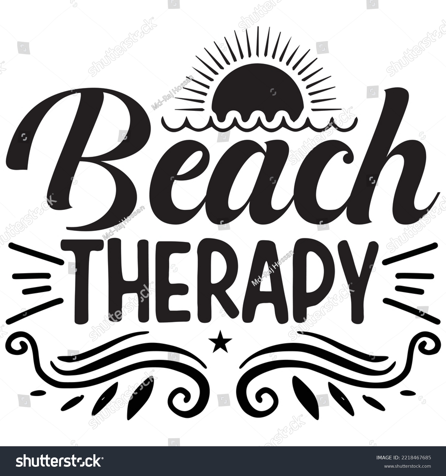SVG of Beach Therapy T-shirt Design Vector File. svg