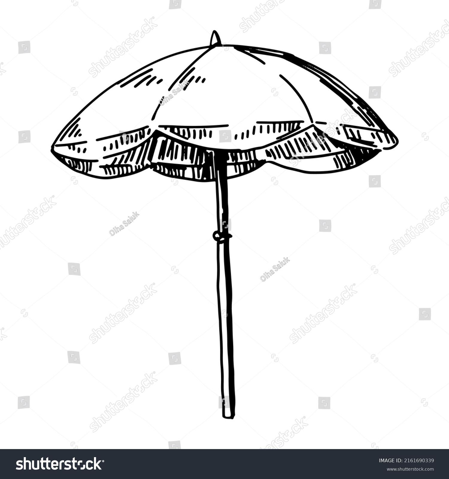 Beach Umbrella Sketch Clipart Summer Leisure Stock Vector (Royalty Free