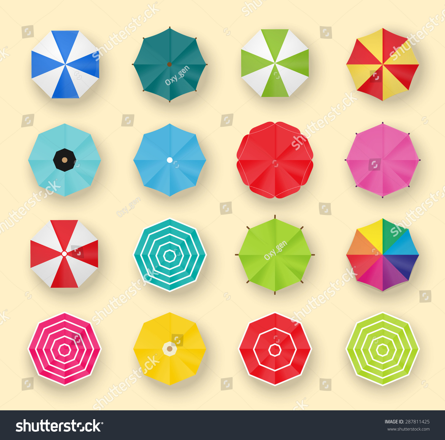 Beach Umbrellas Set Top View Isolated 스톡 벡터 287811425 Shutterstock