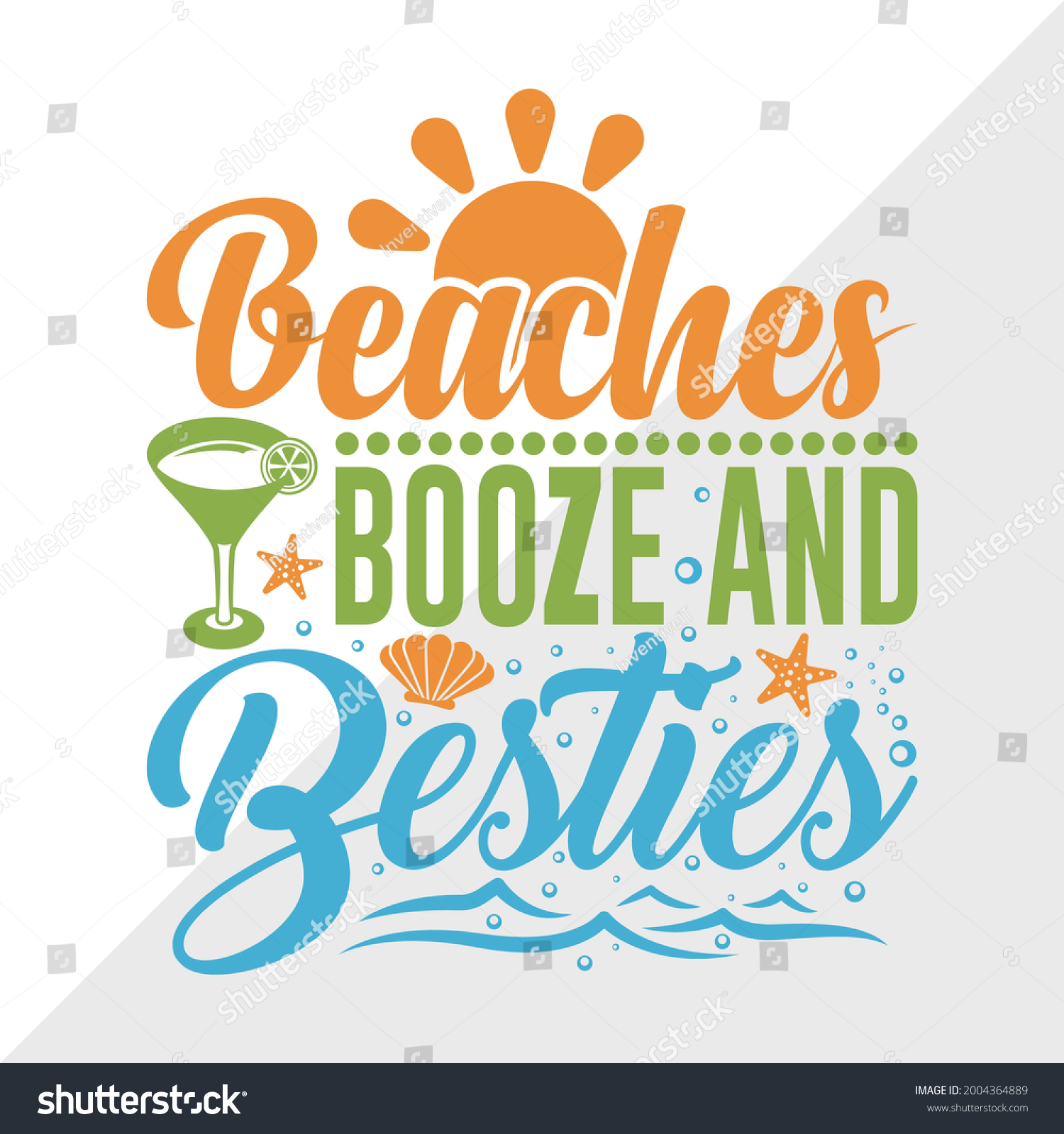 SVG of Beaches Booze And Besties Vector Illustration Silhouette svg