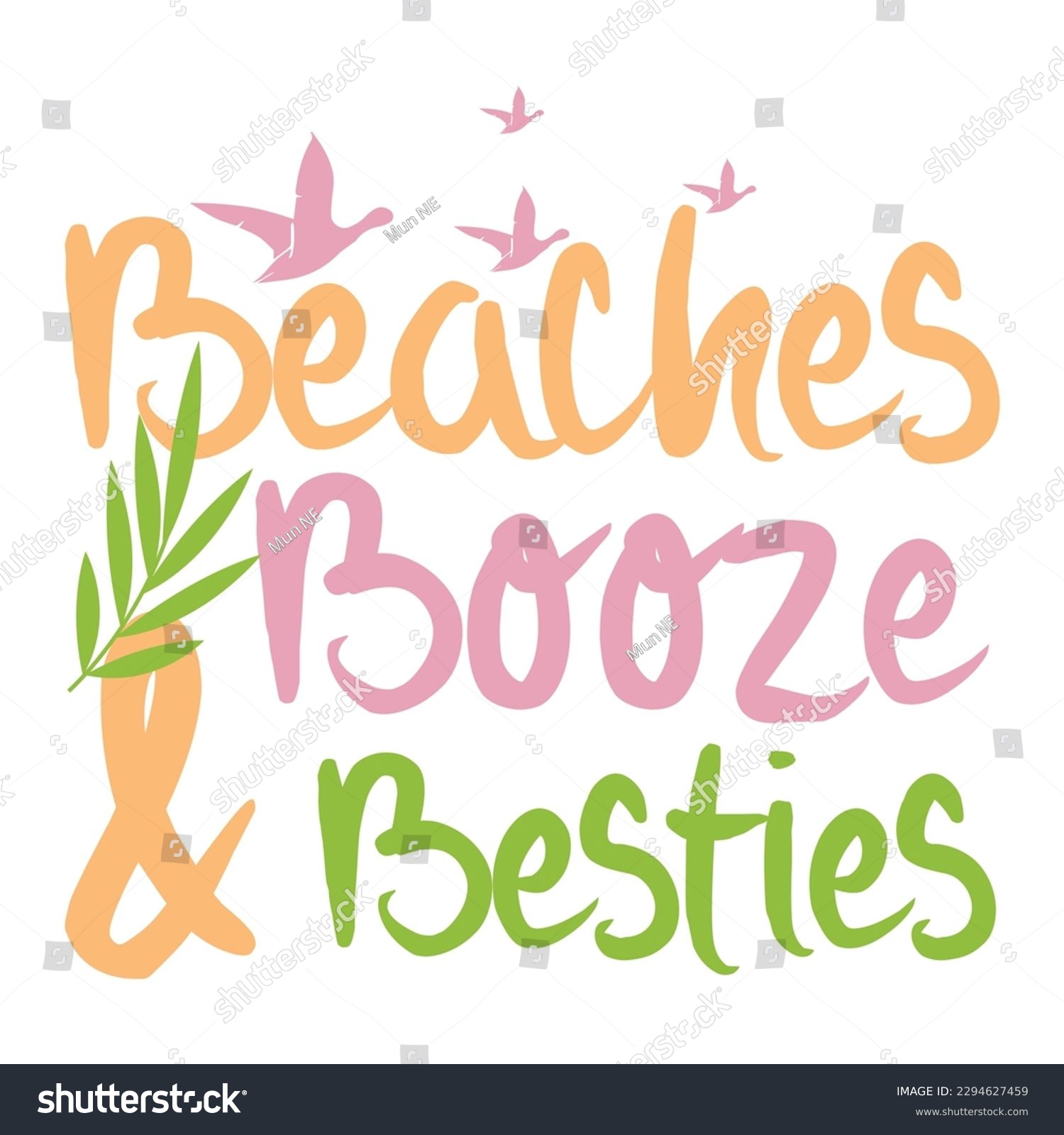 SVG of Beaches booze and besties with bird svg