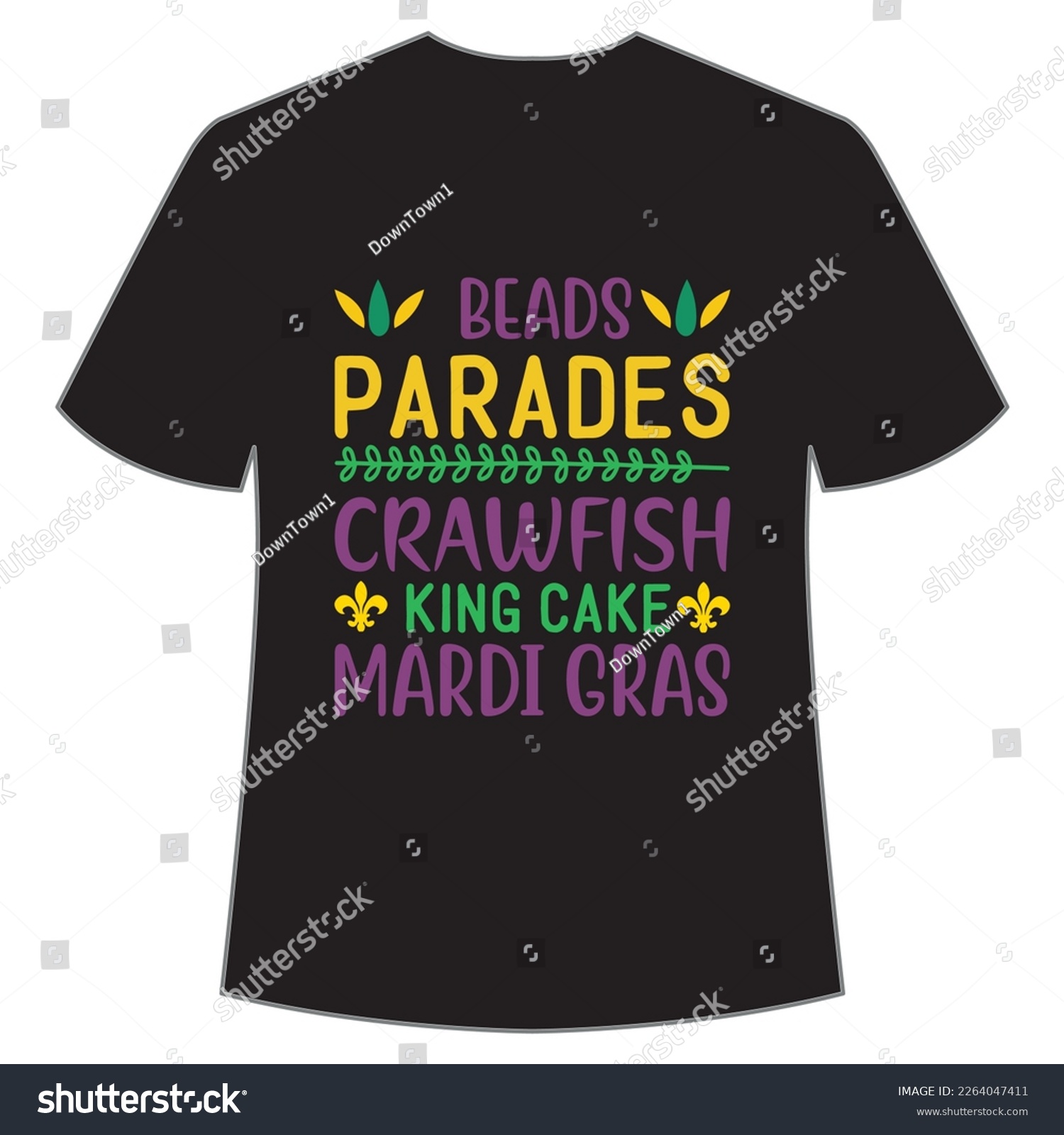 SVG of Beads Parades Crawfish King Cake Mardi Gras, Mardi Gras shirt print template, Typography design for Carnival celebration, Christian feasts, Epiphany, culminating Ash Wednesday, Shrove Tuesday. svg