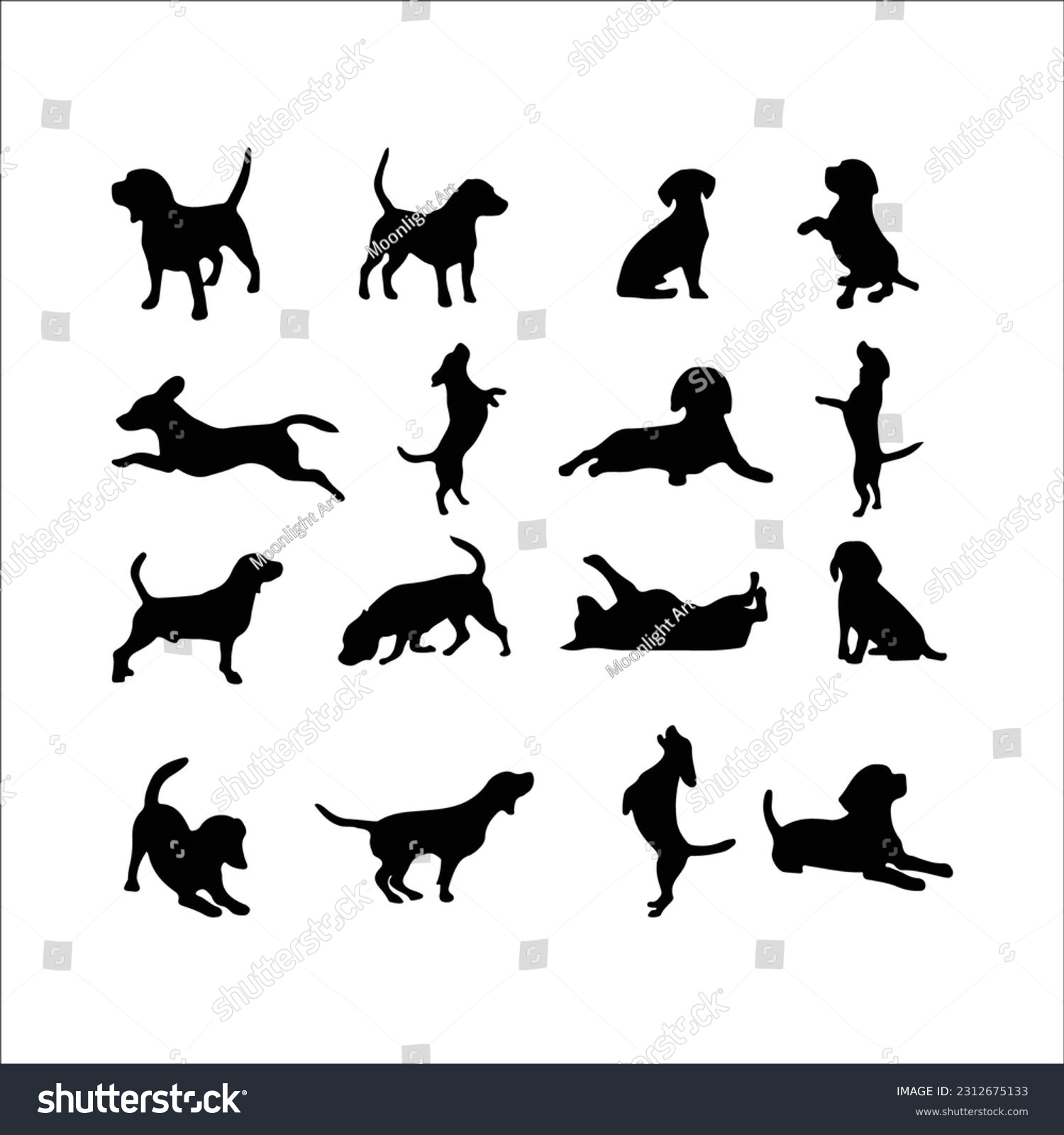SVG of Beagle dog Silhouette Action Vector Illustration, Svg Files for Cricut, EPS File Vector svg