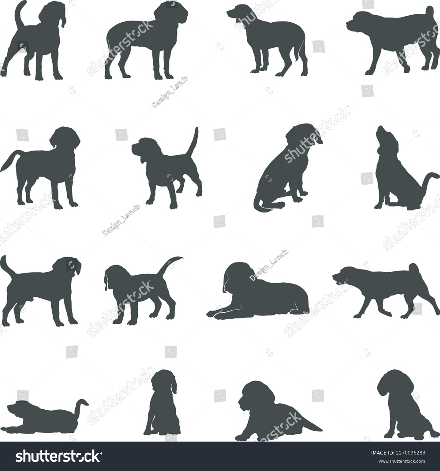 SVG of Beagle dog silhouettes, Beagle silhouette, Beagle SVG svg