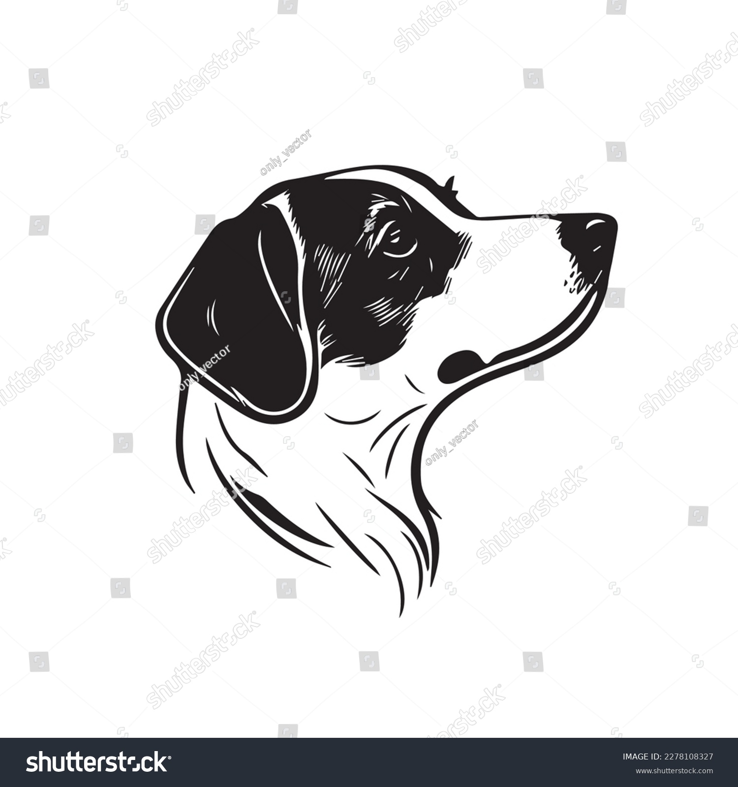 SVG of beagle dog simple vector black image on white background. Silhouette svg vector illustration animal, laser cutting cnc. svg