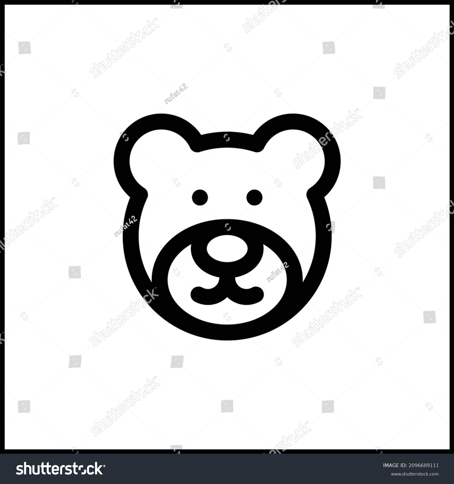 Bear Face Icon Black Outline Vector Stock Vector (Royalty Free ...