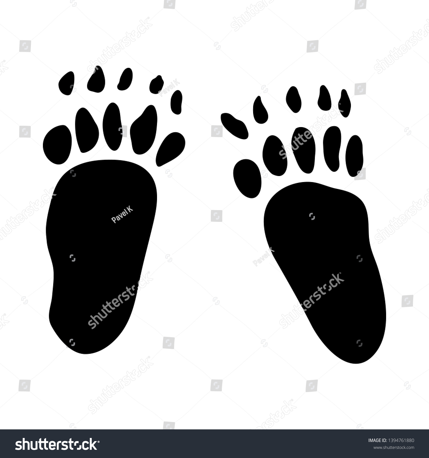 Bear Footprint Black Silhouette Design Vector Stock Vector (Royalty ...