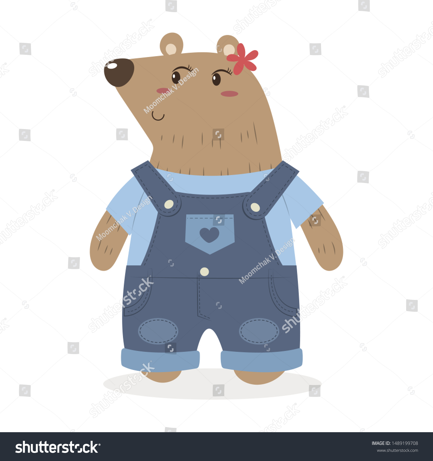 Bears Cartoon Cute - Bear Girl Clothes Accessories Cartoon Cute Stock Vector Royalty Free 1489199708