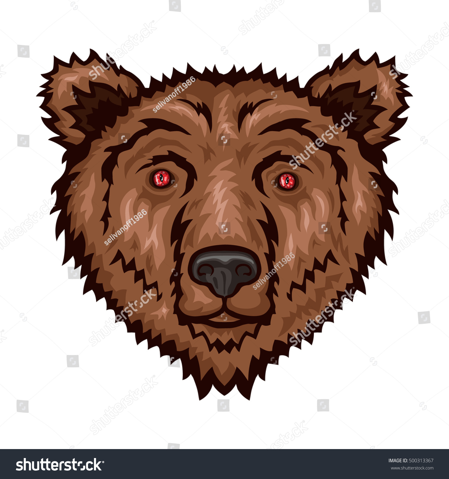 Bear Head Isolated On White Background Stock Vector 500313367