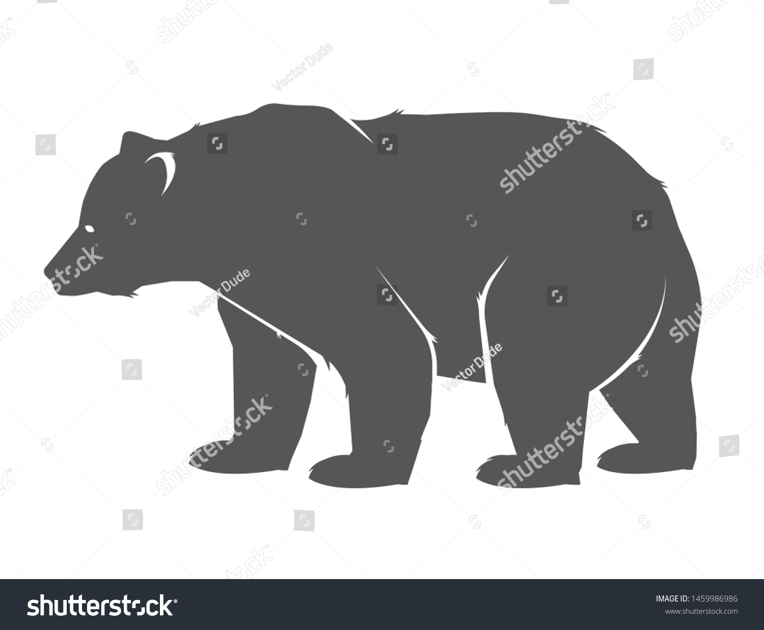 熊のアイコン デザイン用のベクター画像コンセプトイラスト 熊のアイコンシルエット 横顔に立つ熊のイラトス のベクター画像素材 ロイヤリティフリー