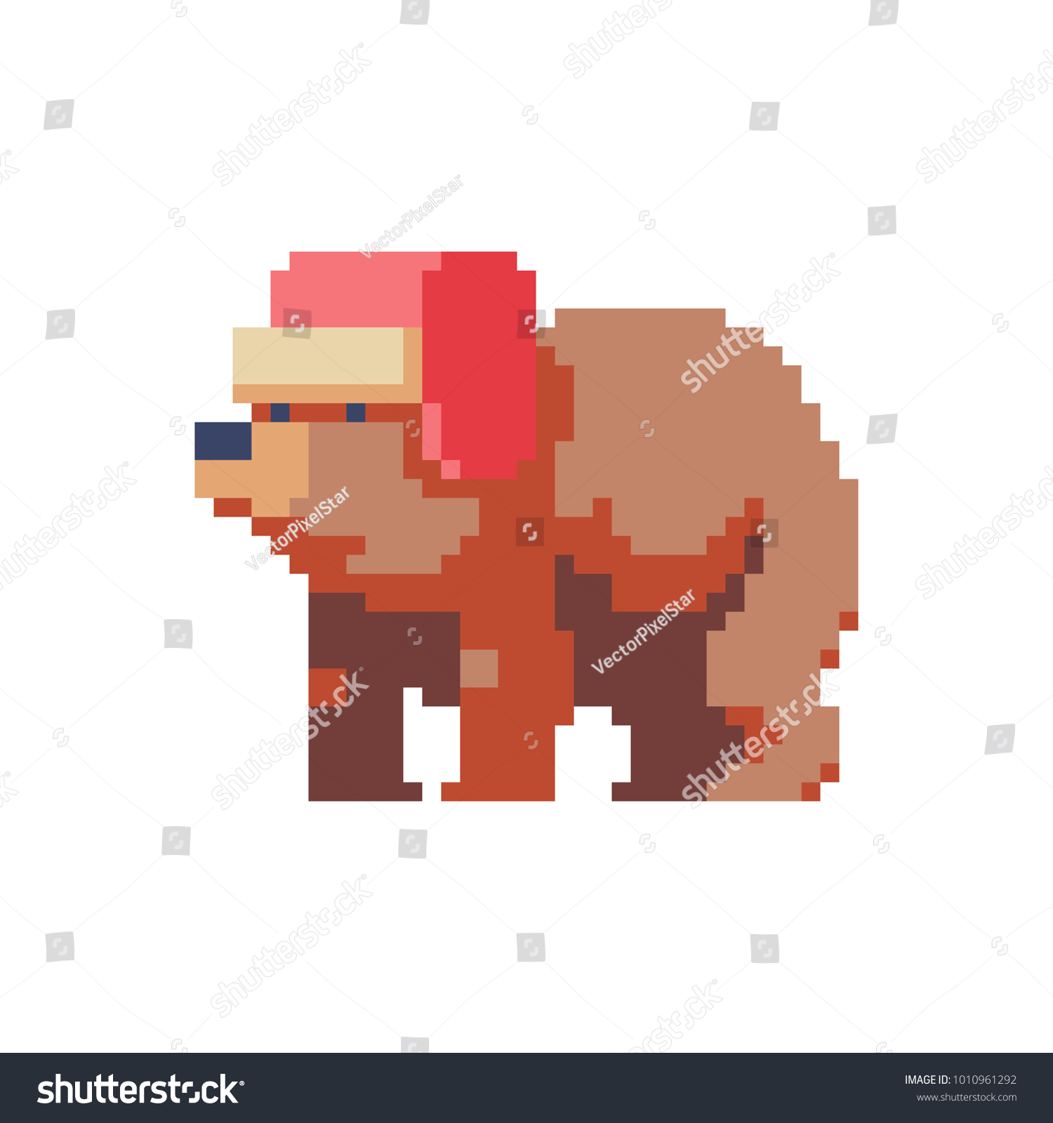 Bear Russian Hat Earflaps Pixel Art Stock Vector (Royalty Free) 1010961292