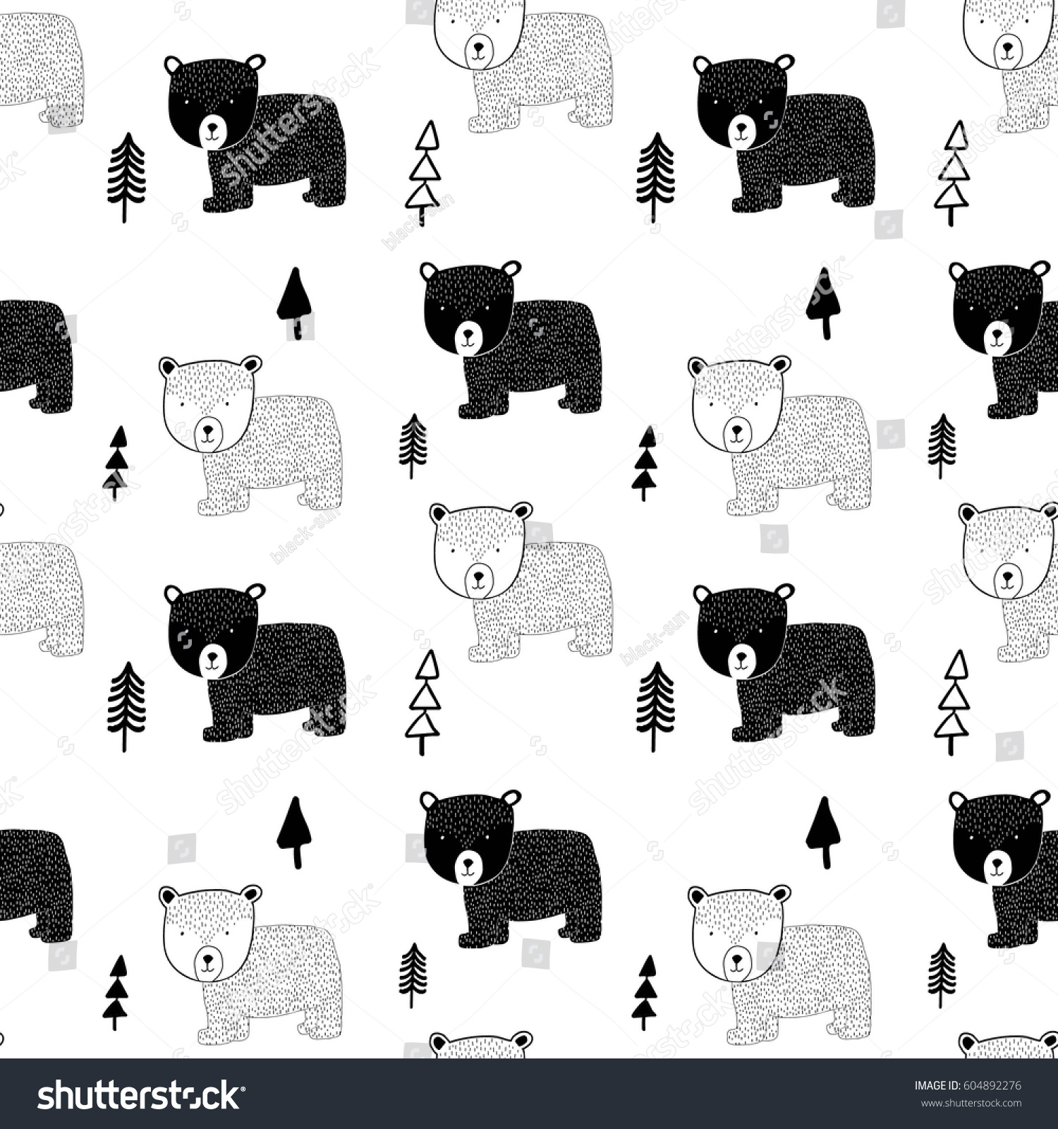 Bear Pattern Illustration Vector Stock Vector 604892276 - Shutterstock