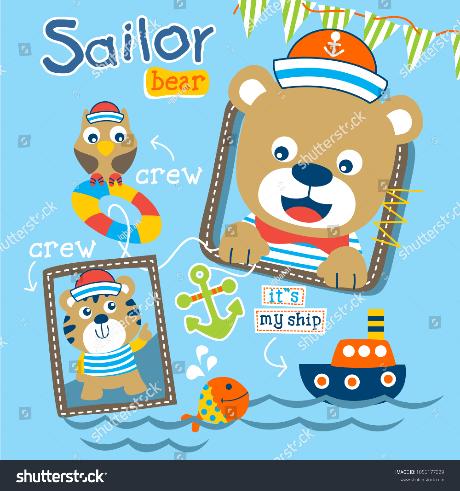 SVG of bear the sailorman funny animal cartoon,vector illustration svg