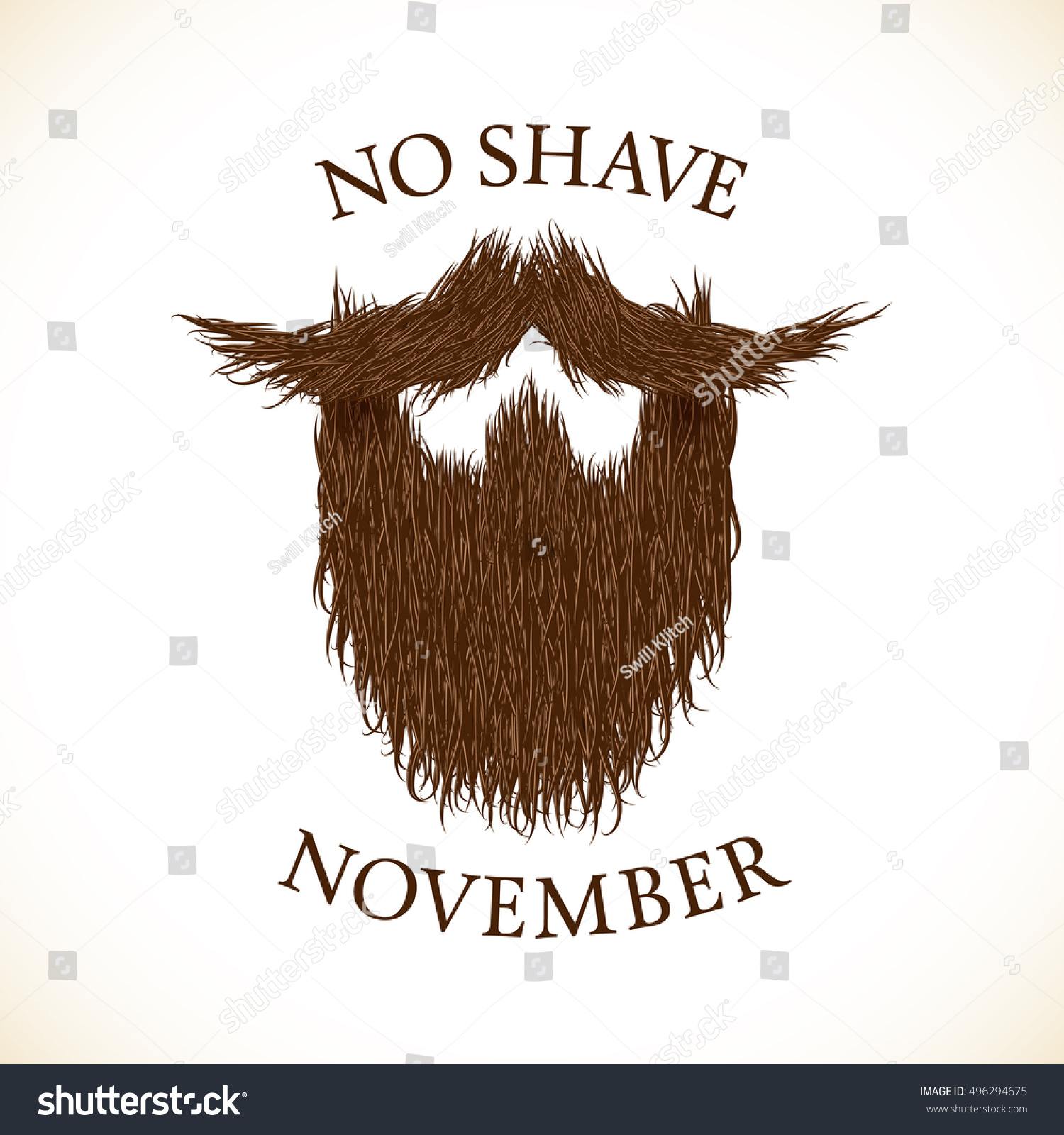 Beard Silhouette No Shave November Lettering Stock Vector 