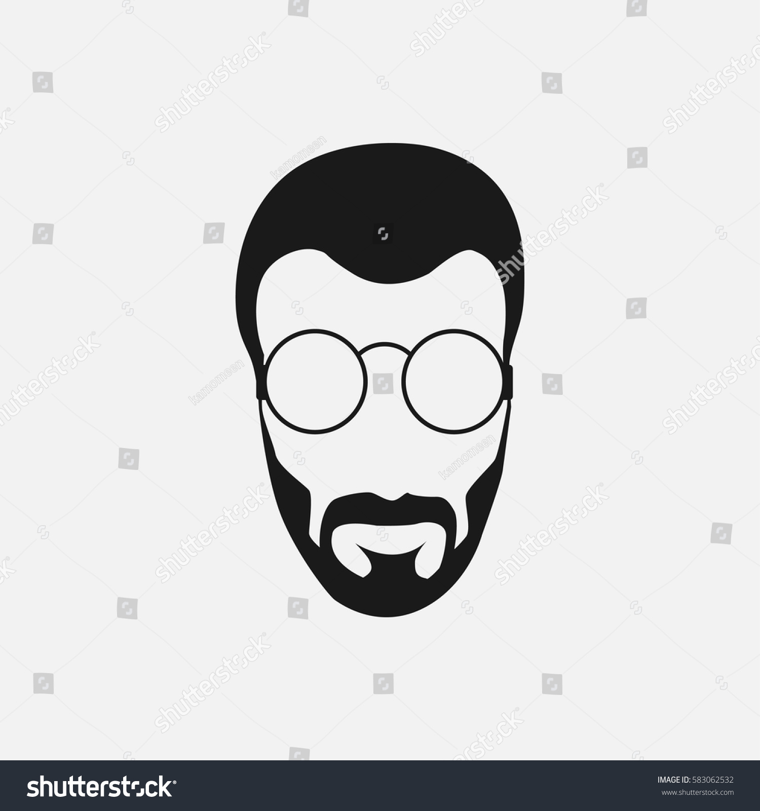 Bearded Hipster Face Black Silhouette Vector เวกเตอร์สต็อก ปลอดค่าลิขสิทธิ์ 583062532 3860