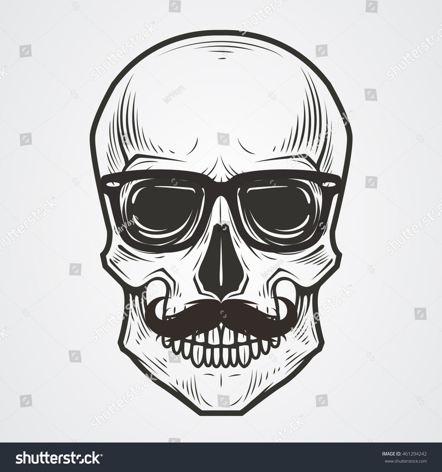 Bearded Skull Illustration - 461294242 : Shutterstock