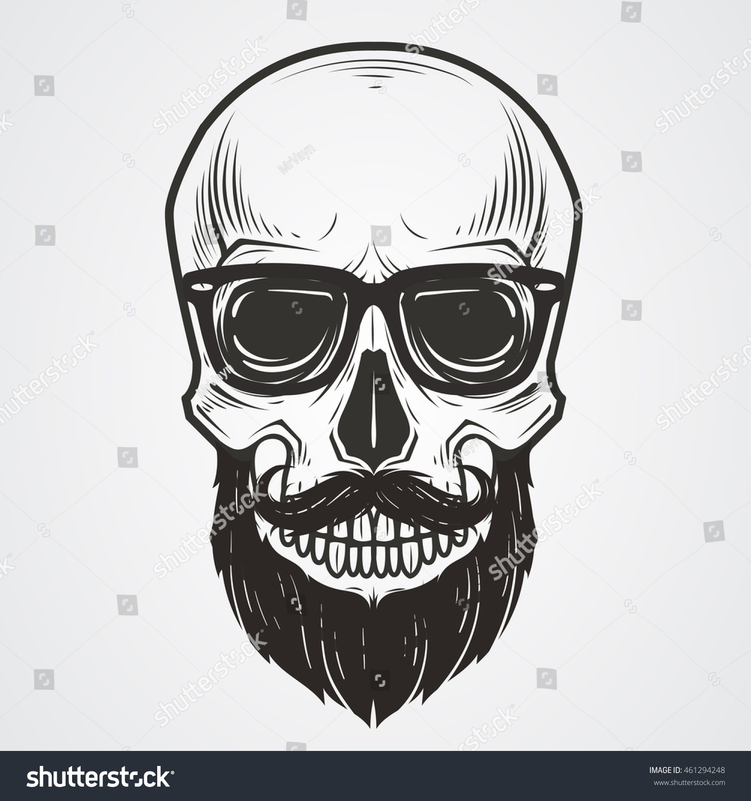 Bearded Skull Illustration - 461294248 : Shutterstock