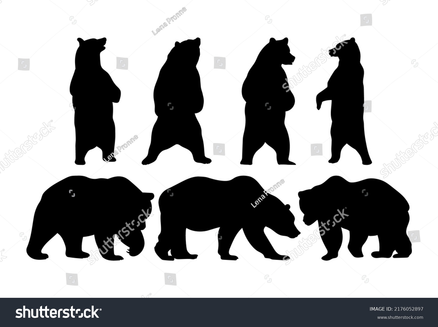 SVG of Bears. Black and white illustrations isolated svg