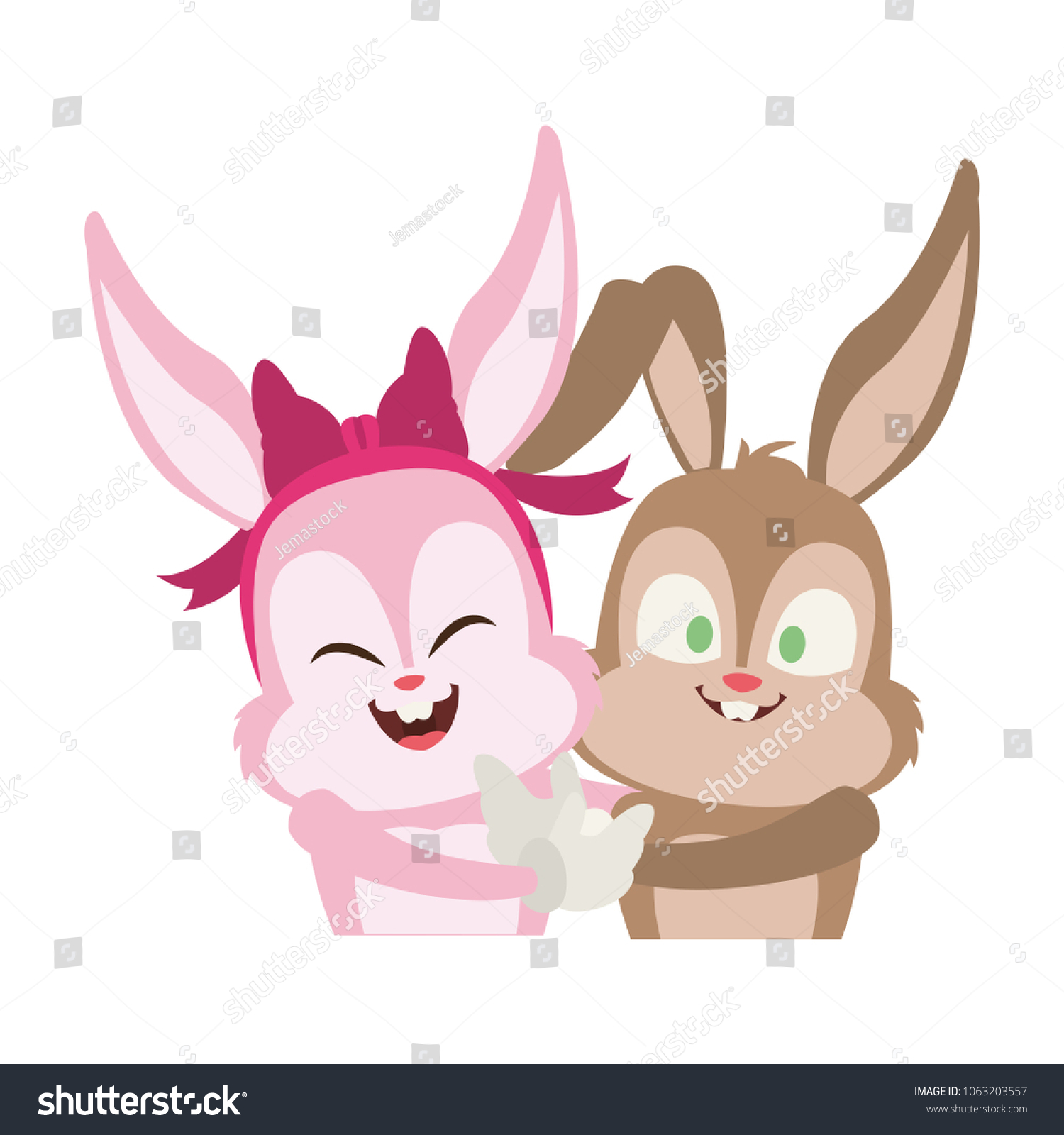 Beatiful Rabbits Cartoons Stock Vector (Royalty Free) 1063203557 ...
