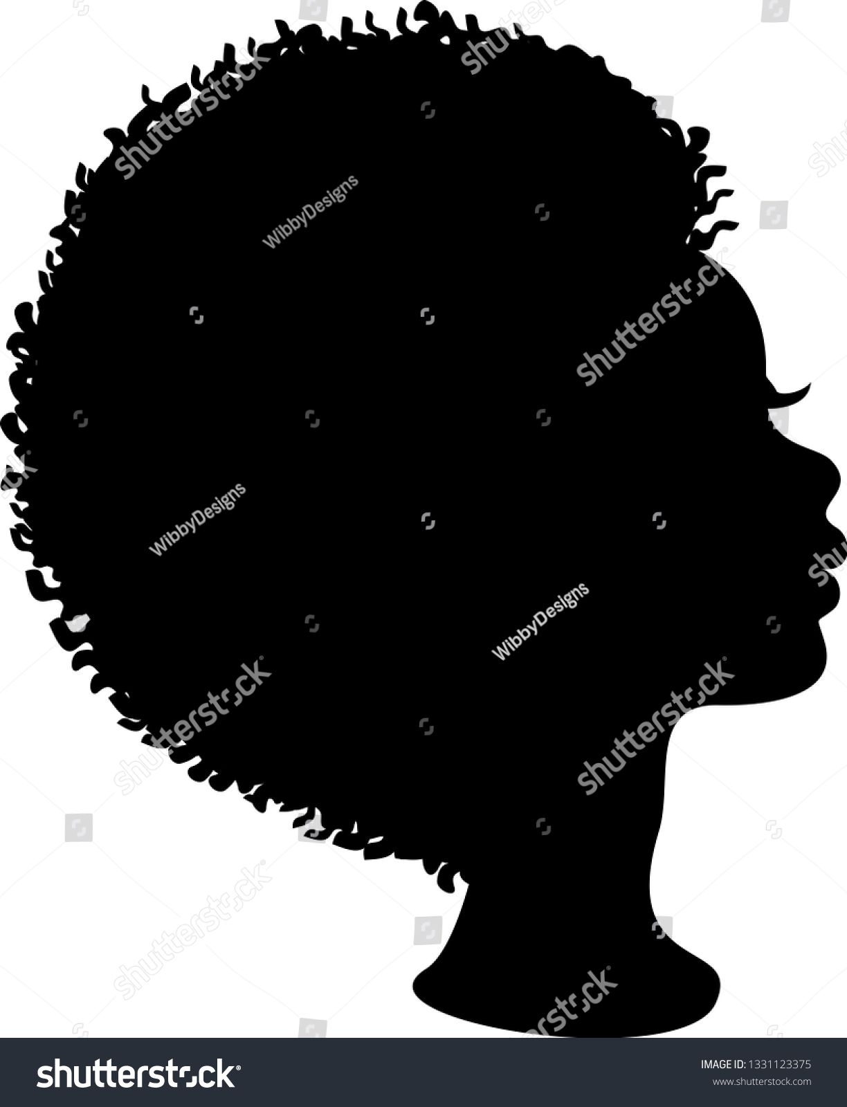 Beautiful African American Woman Silhouette Profile Stock Vector 