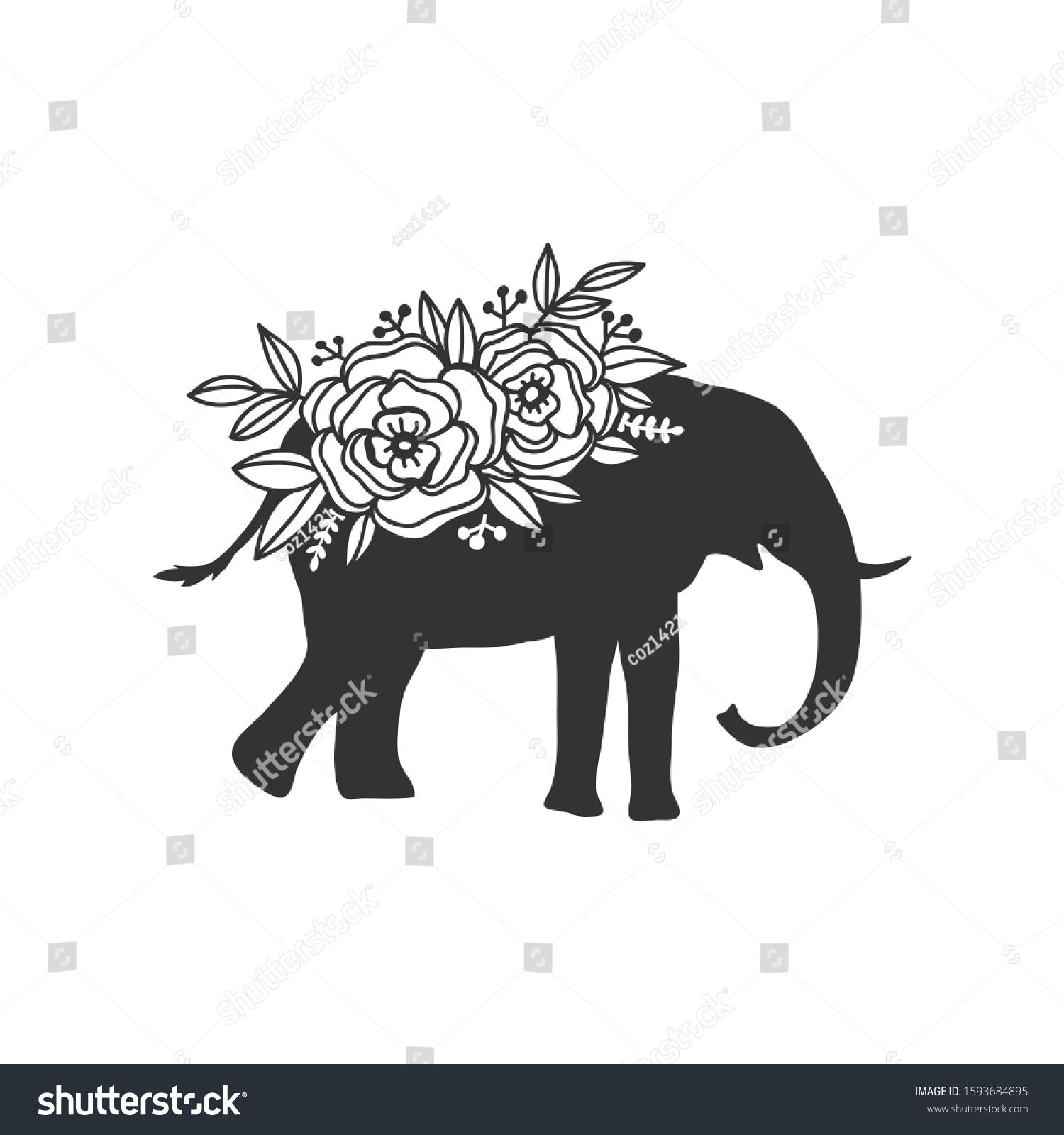 SVG of Beautiful animal cut file with floral svg