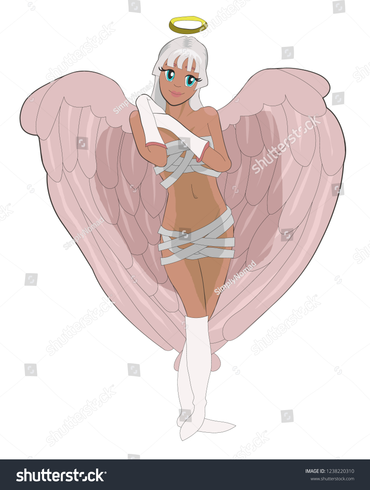 Beautiful Anime Angelic Girl Cupid Suit People Holidays Stock Image