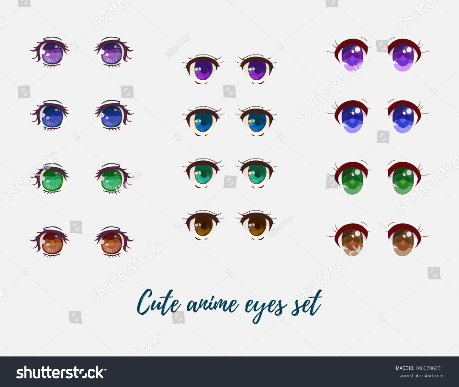 Beautiful Anime Eyes Collection Stock Vector Royalty Free 1060706051