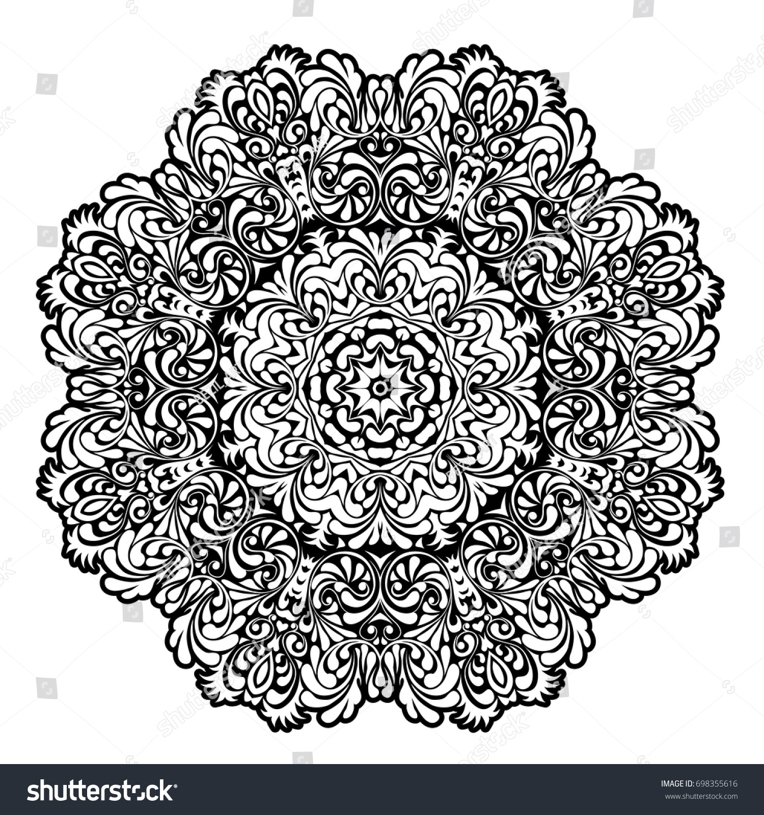 Beautiful Black White Mandalas Handmade Mandala Stock Vector (royalty 