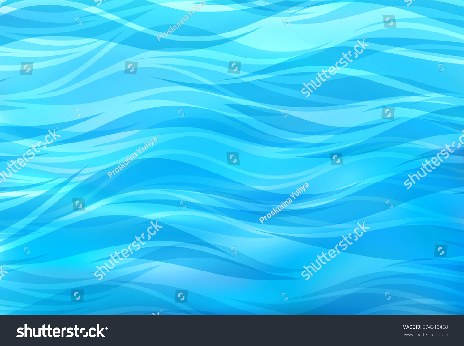 Beautiful Blue Background Stylized Waves Sea Stock Vector 574310458 ...