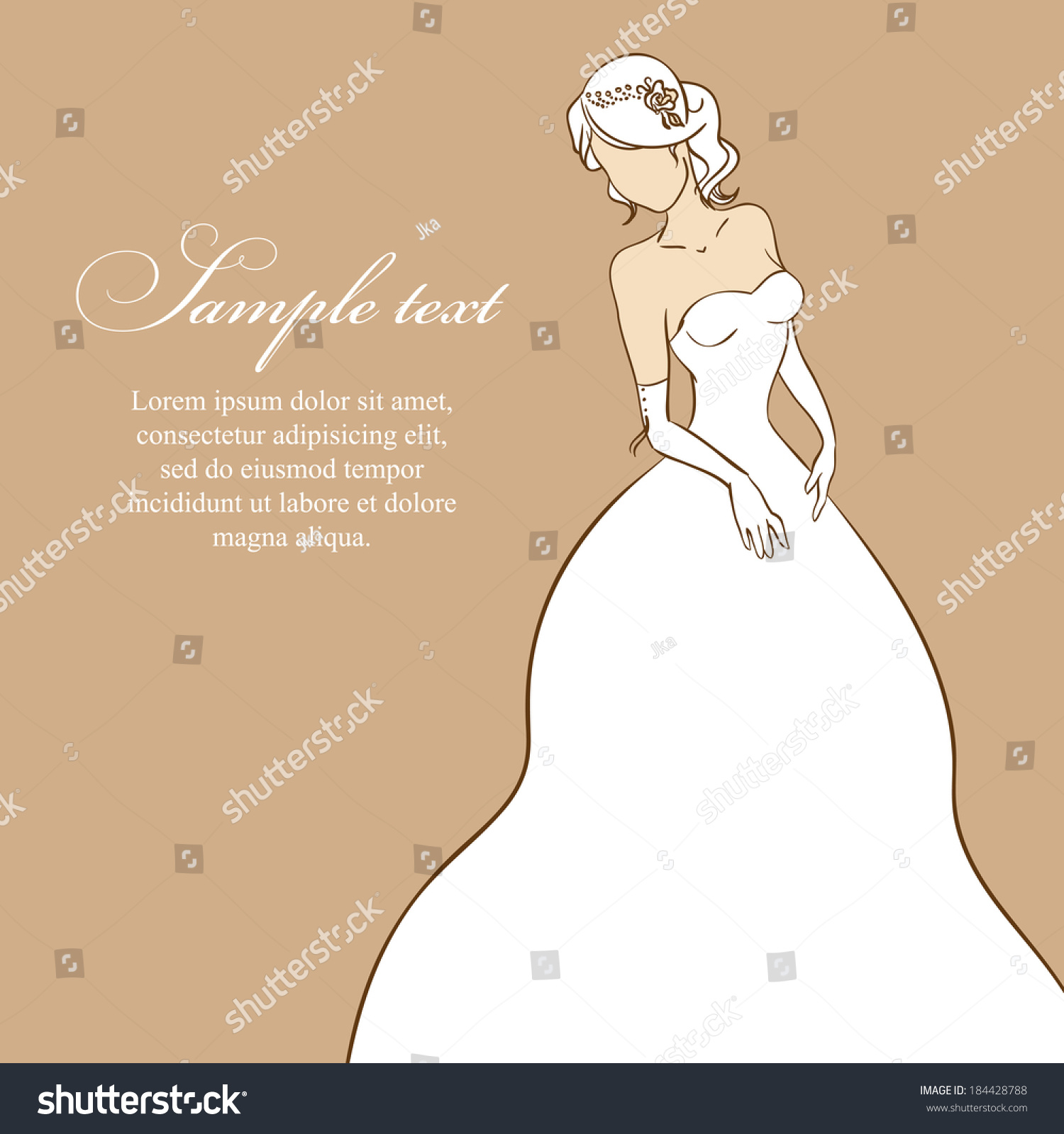 Beautiful Bride White Dress Wedding Vector Stock Vector Royalty Free