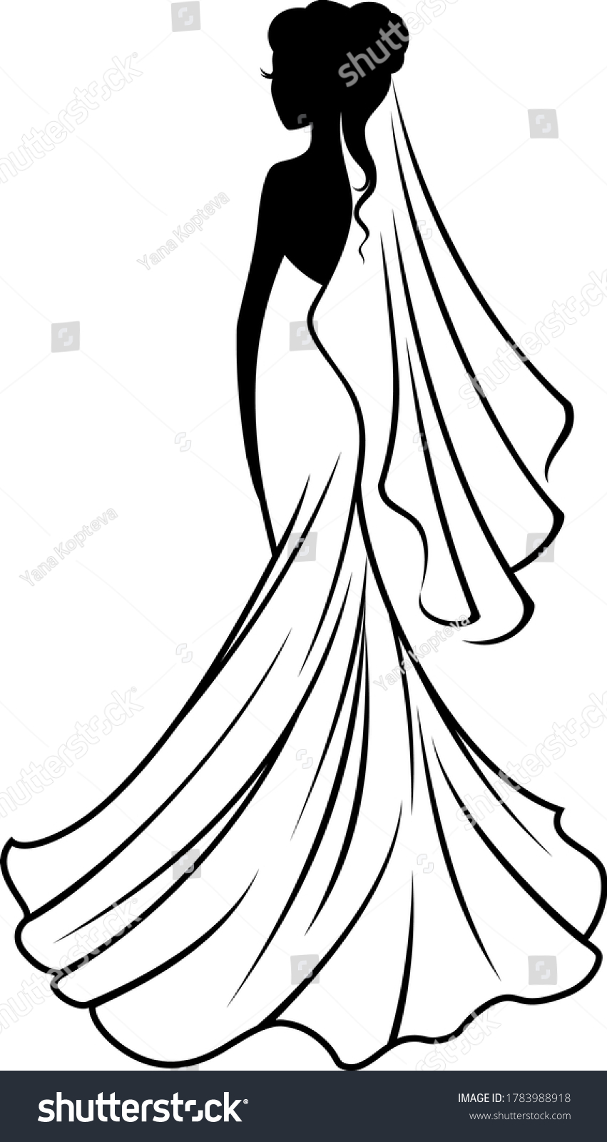 Beautiful Bride White Wedding Dress Vector Stock Vector Royalty Free 1783988918 Shutterstock 9058