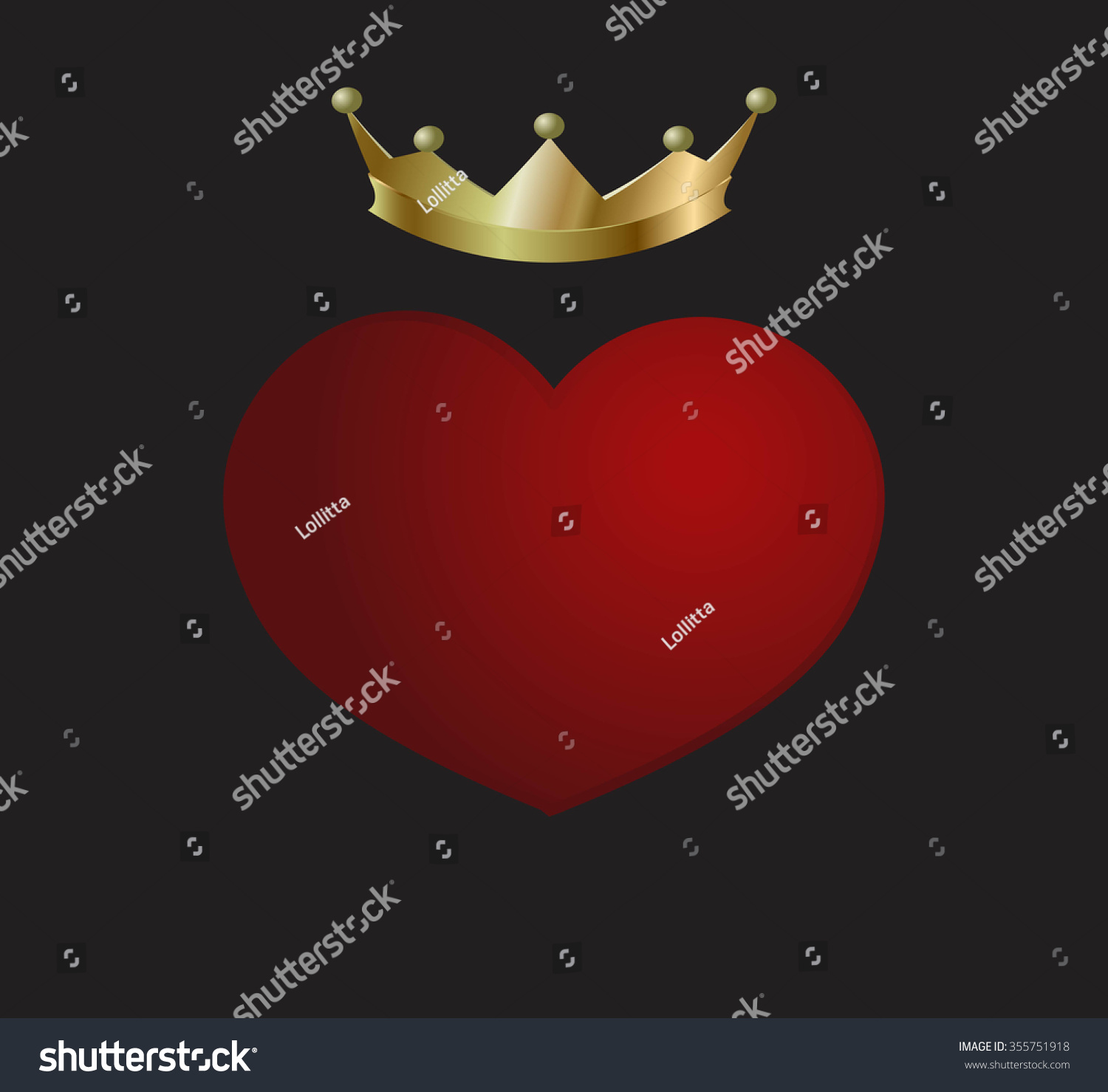 Beautiful Bright Red Heart Crown On Stock Vector (Royalty Free ...