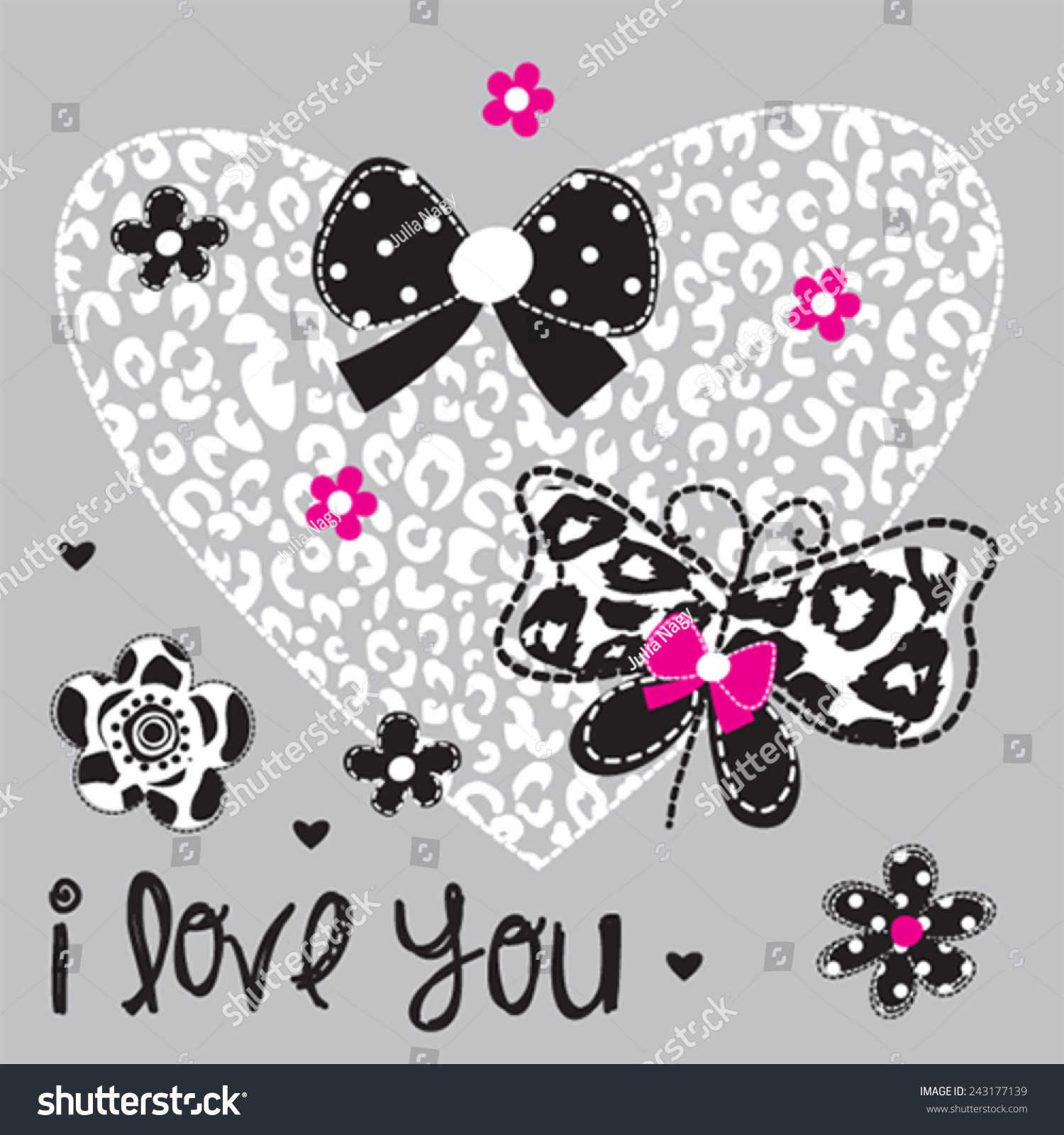 Beautiful Butterfly Heart Love Card Vector Stock Vector 243177139 ...