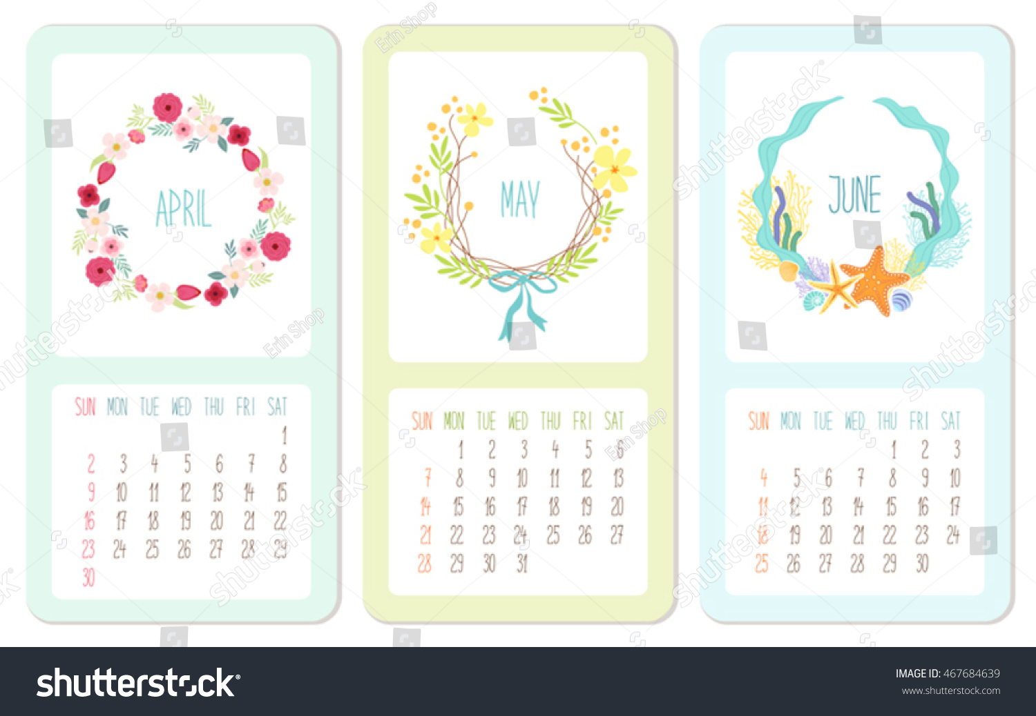 Beautiful 2017 Calendar Pages With Hand Drawn Rustic Floral Wreathes And Written Font For Your Beautiful 2017 Calendar Pages With Hand Drawn Rustic Floral Wreathes And Written Font For Your