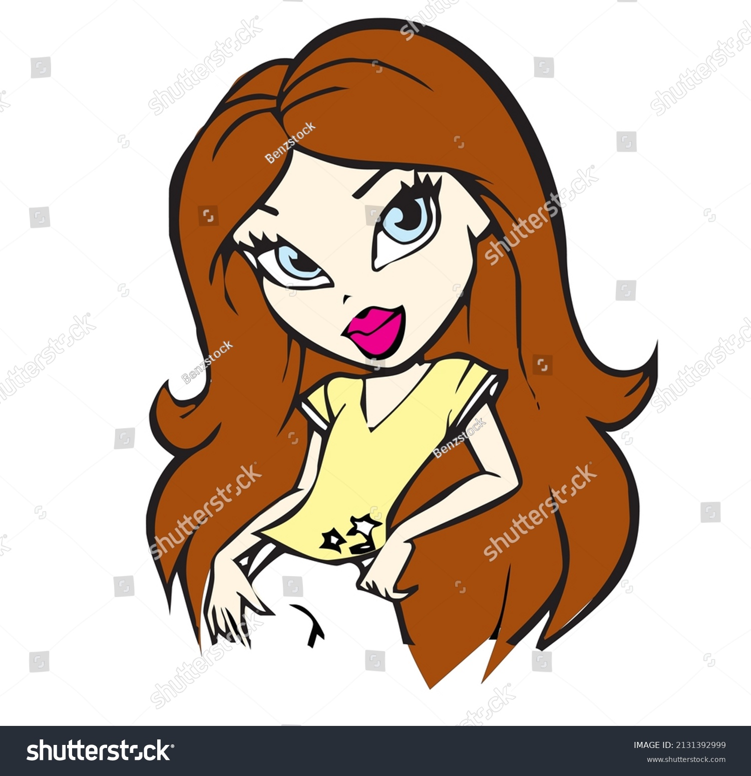 Beautiful Cartoon Girl Beauty Concept Stock Vector Royalty Free