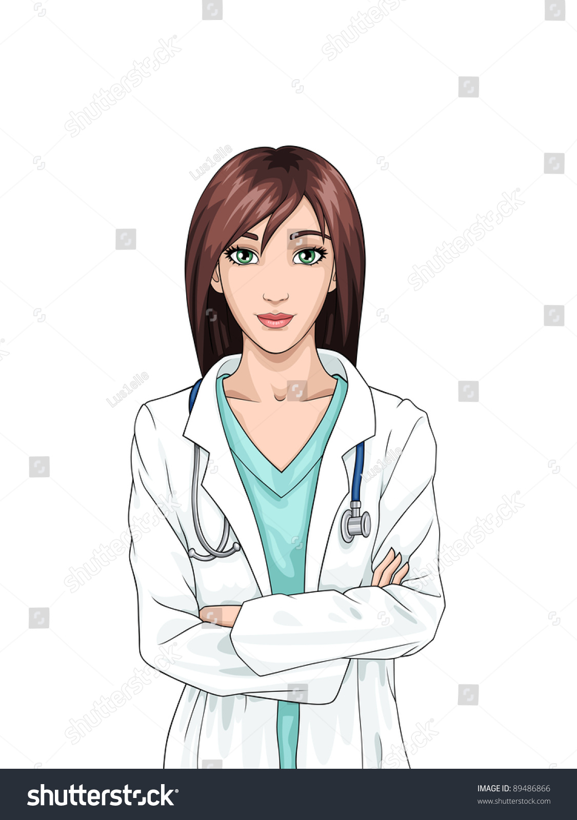 Beautiful Cartoon Smiling Nurse On White Background; Vector ...