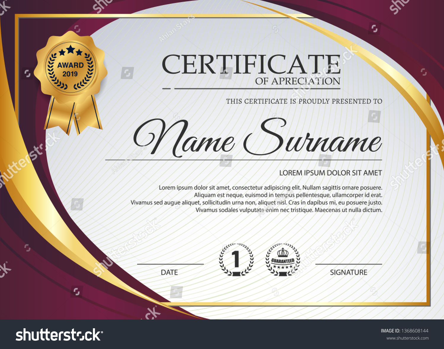 beautiful certificate template design with best award symbol. Inside Beautiful Certificate Templates
