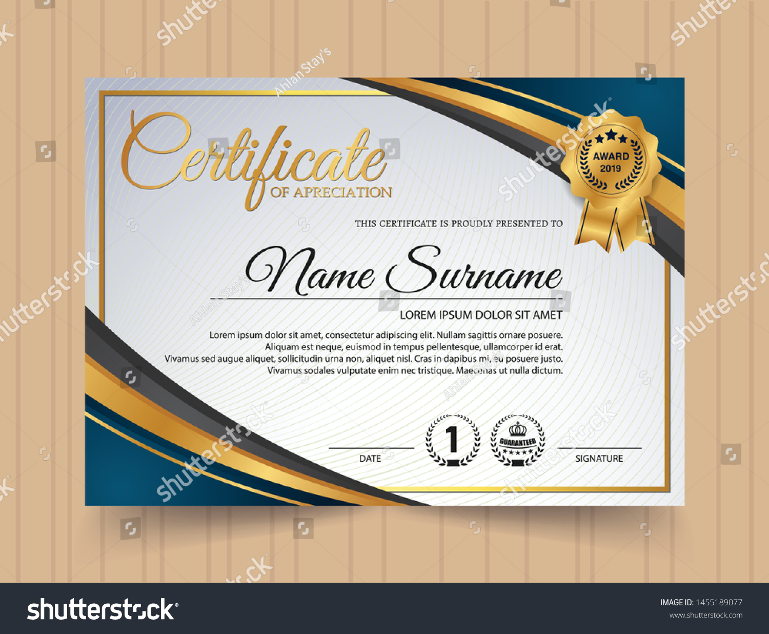 Beautiful Certificate Template Design Best Award Stock Vector Within Beautiful Certificate Templates