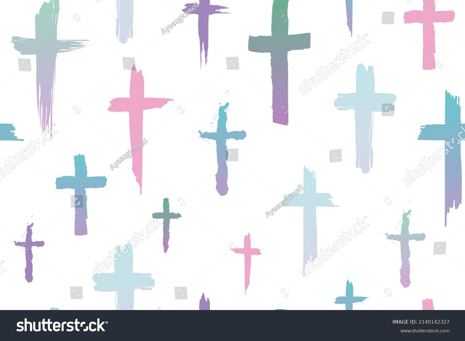 Beautiful Christian Cross Signs Watercolor Drawings Stock Vector ...