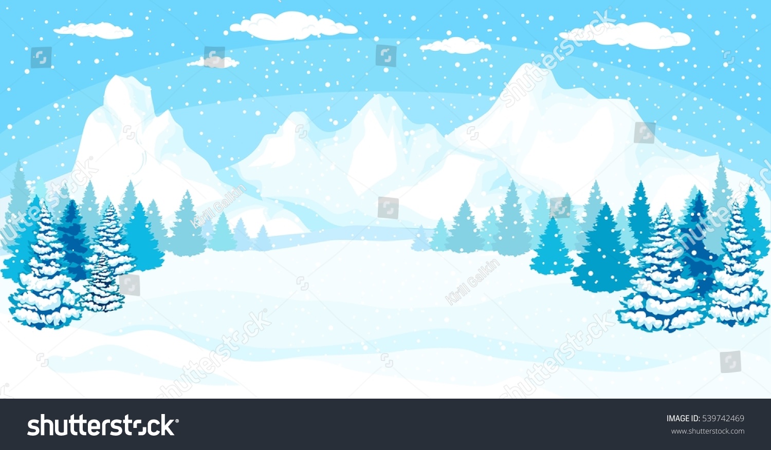 Download Beautiful Christmas Winter Flat Landscape Background Stock Vector Royalty Free 539742469 PSD Mockup Templates