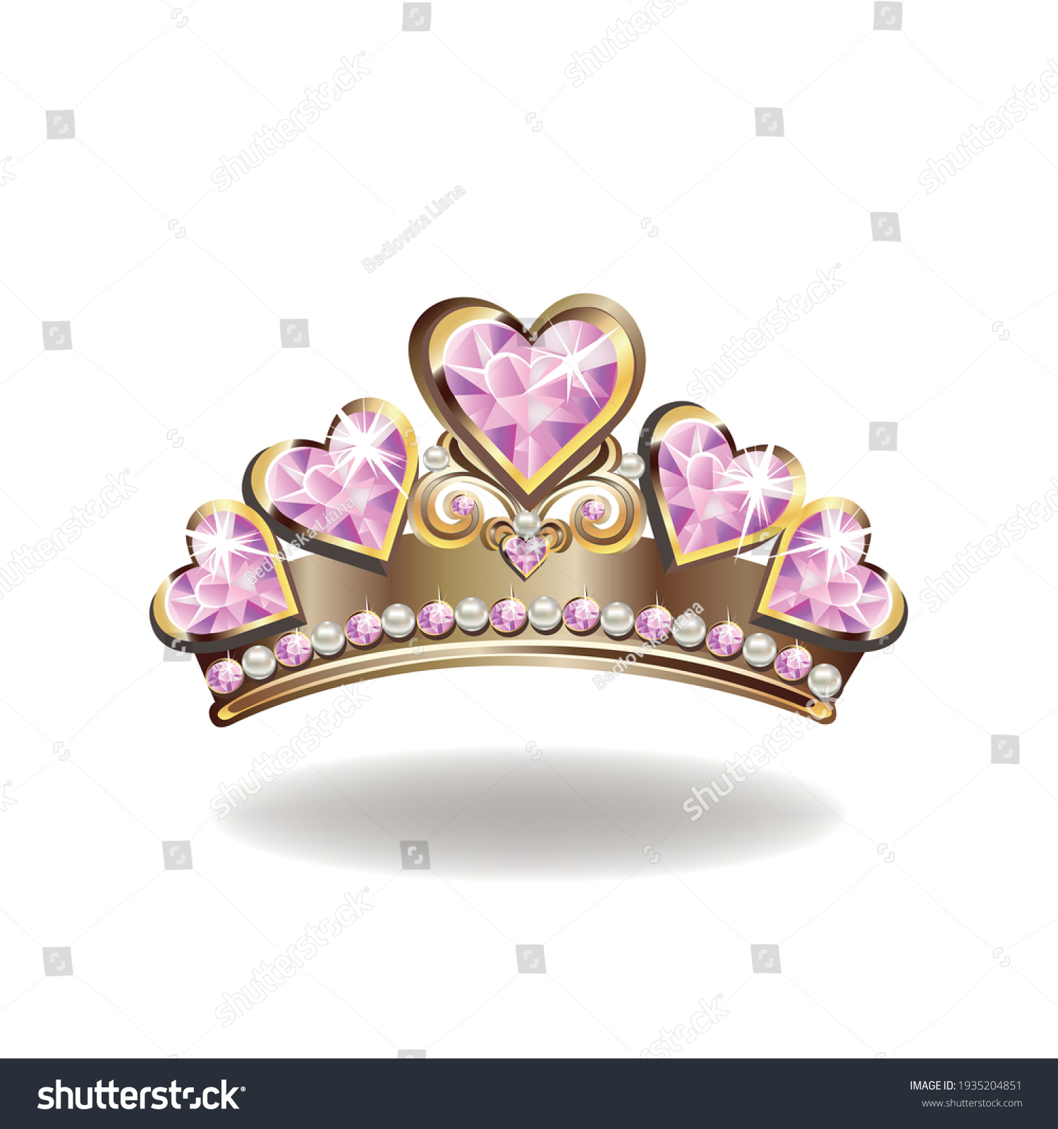 Beautiful Crown Tiara Princess Pearls Pink Stock Vector Royalty Free Shutterstock
