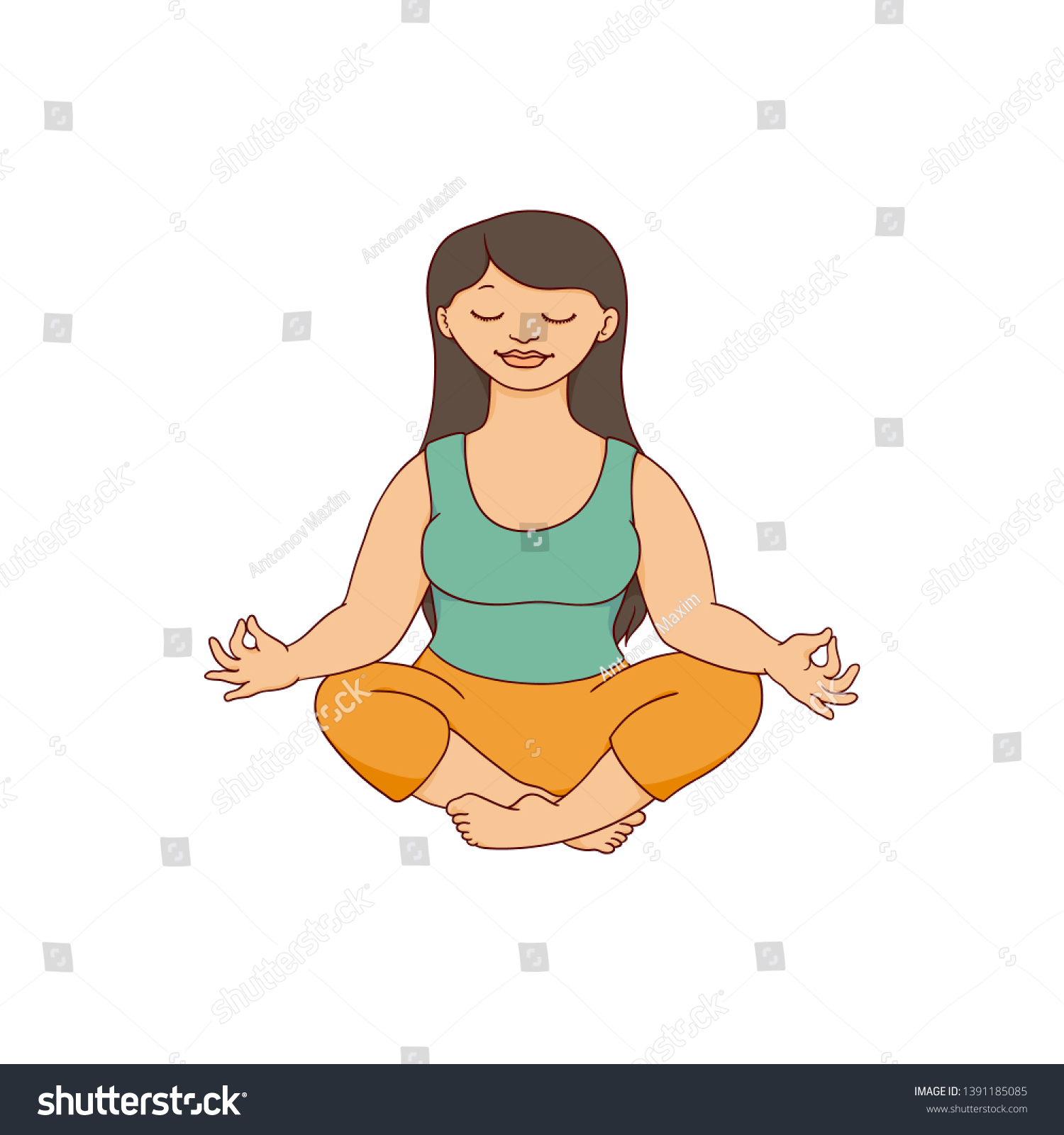 Beautiful Curvy Plus Size Woman Meditating Stock Vector (Royalty Free ...