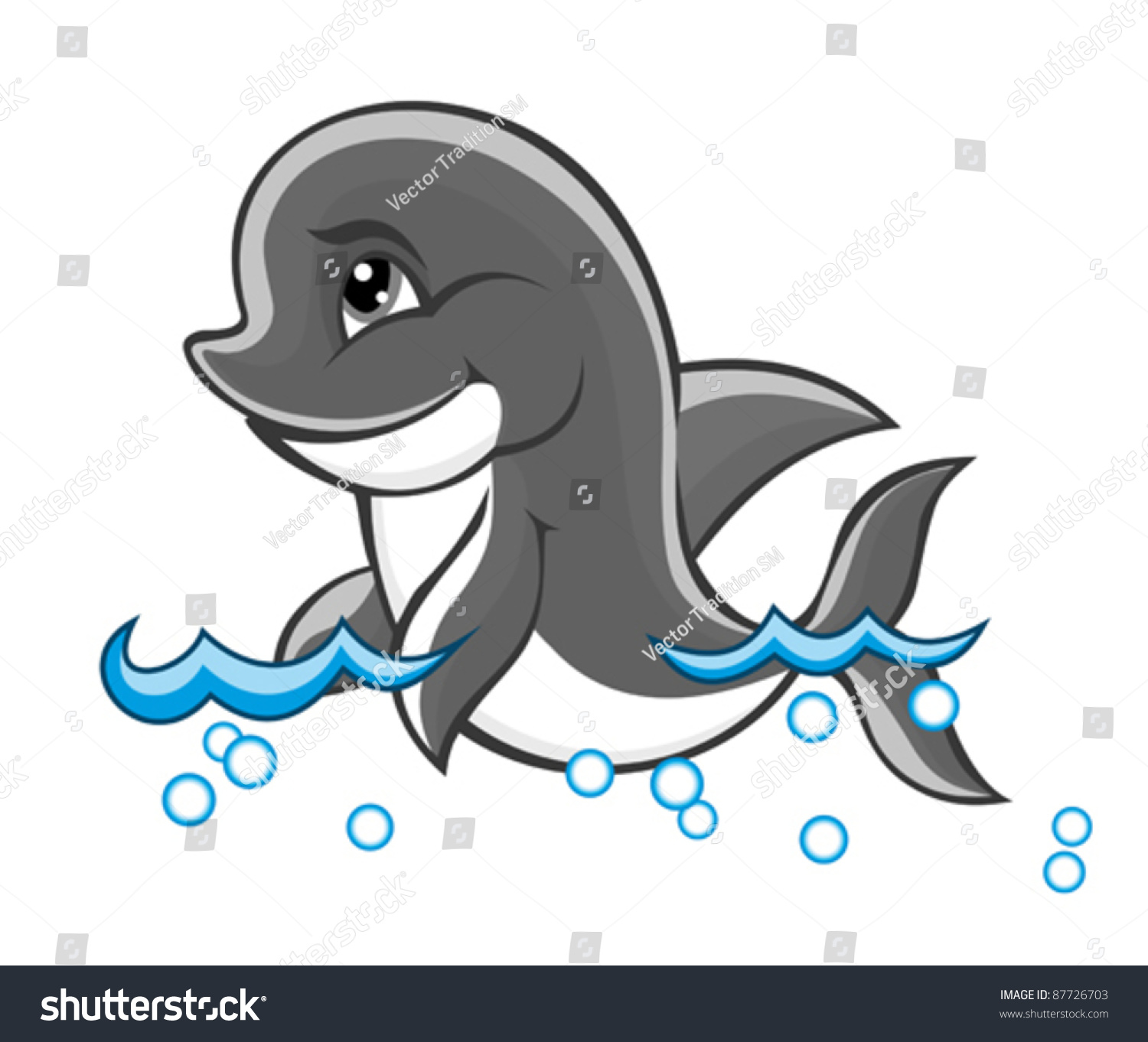 Beautiful Cute Dolphin Baby In Water For Nature Or Children Book Design ...