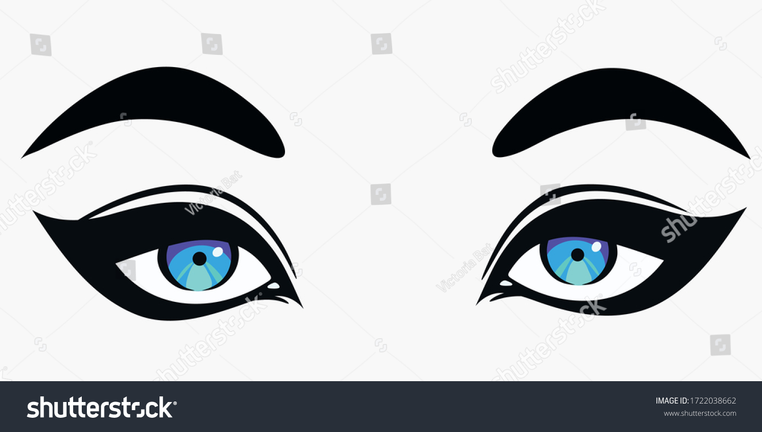 Beautiful Cute Female Eyes Cartoon Style Stock Vector (Royalty Free ...