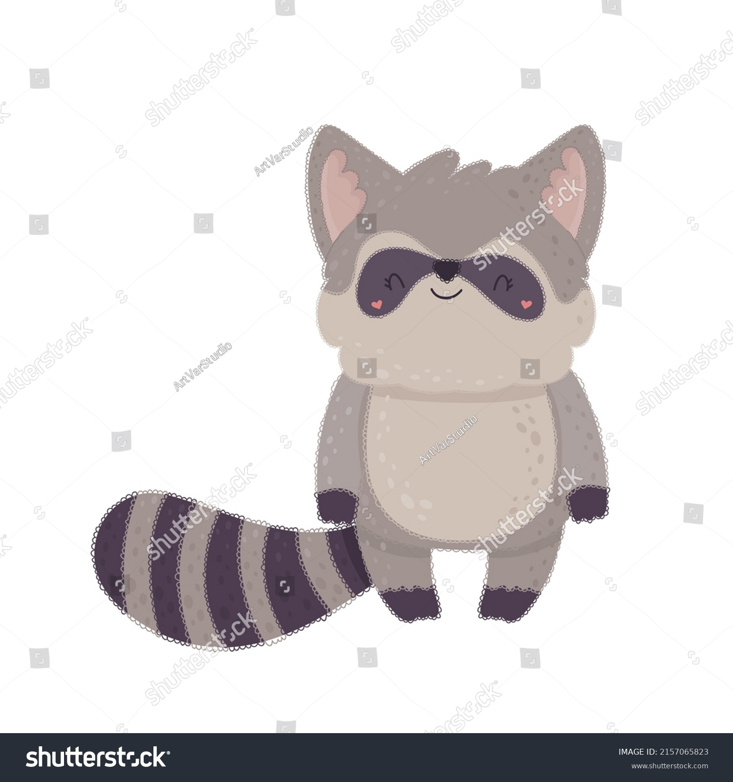 SVG of Beautiful cute raccoon holiday illustration. Vector illustration of a cute animal. Cute little illustration of racoon for kids, baby book, fairy tales, covers, baby shower invitation, textile t-shirt. svg