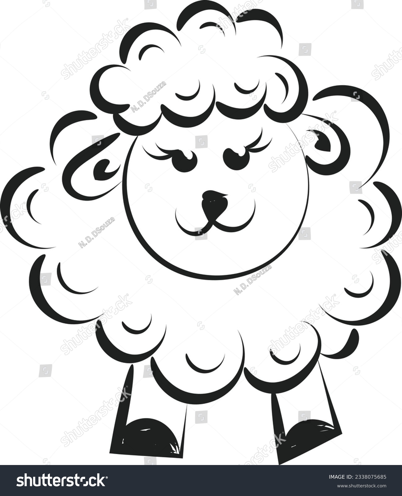 recommend clip art: Beautiful cute sheep Line Art. Christian Symbol design for print or use as poster, card, flyer, sticker, tattoo or T Shirt