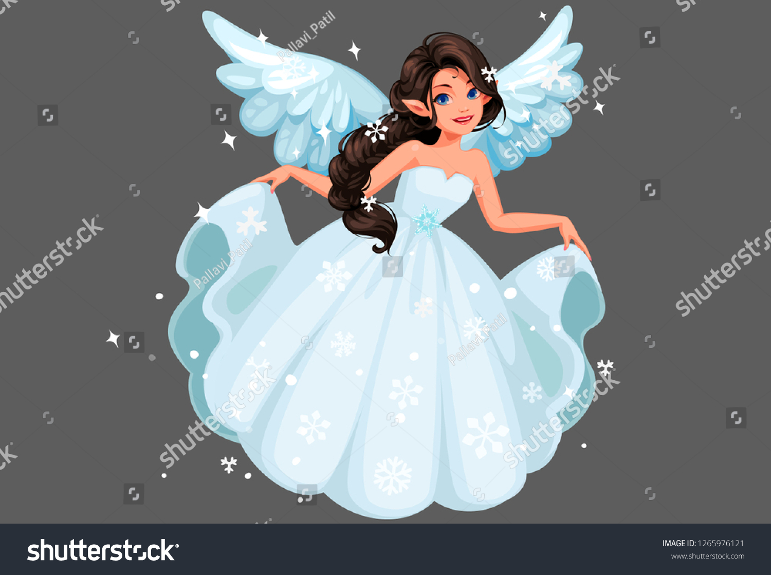 Beautiful Cute Snow Fairy Long Braided Stock Vector Royalty Free