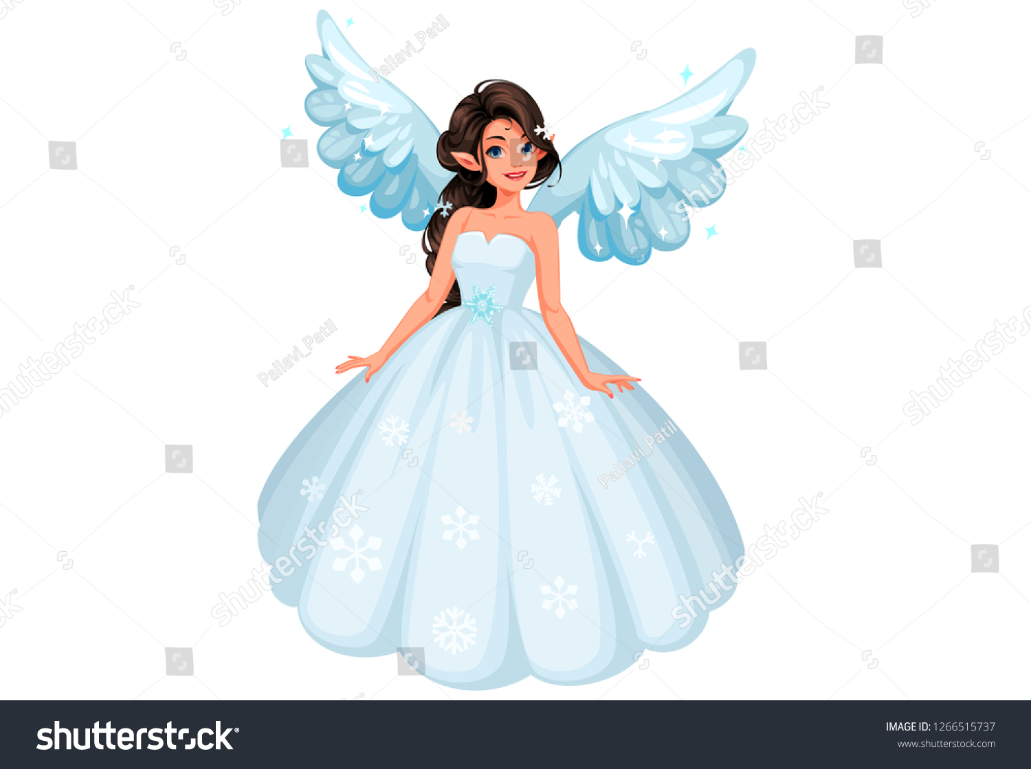 Beautiful Cute Snow Fairy Long Braided Stock Vector Royalty Free