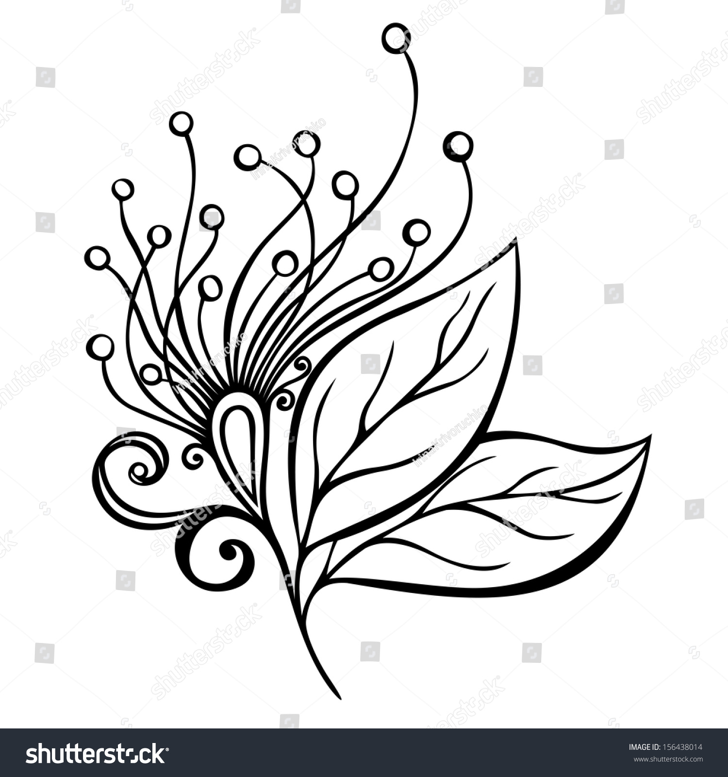 Beautiful Decorative Flower Leaves Vector Patterned Stock Vector ...