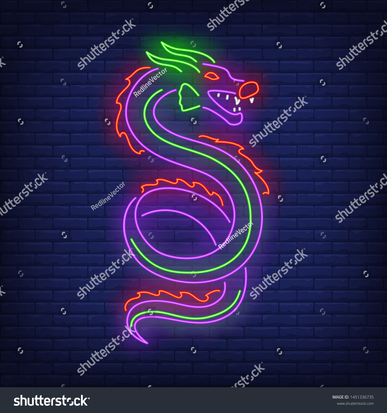 Beautiful Dragon Logo Neon Sign Chinese Stock Vector (Royalty Free ...